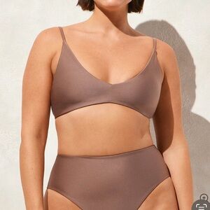 J. Crew Brown V-Neck Bikini Bralette with High Waist Brief